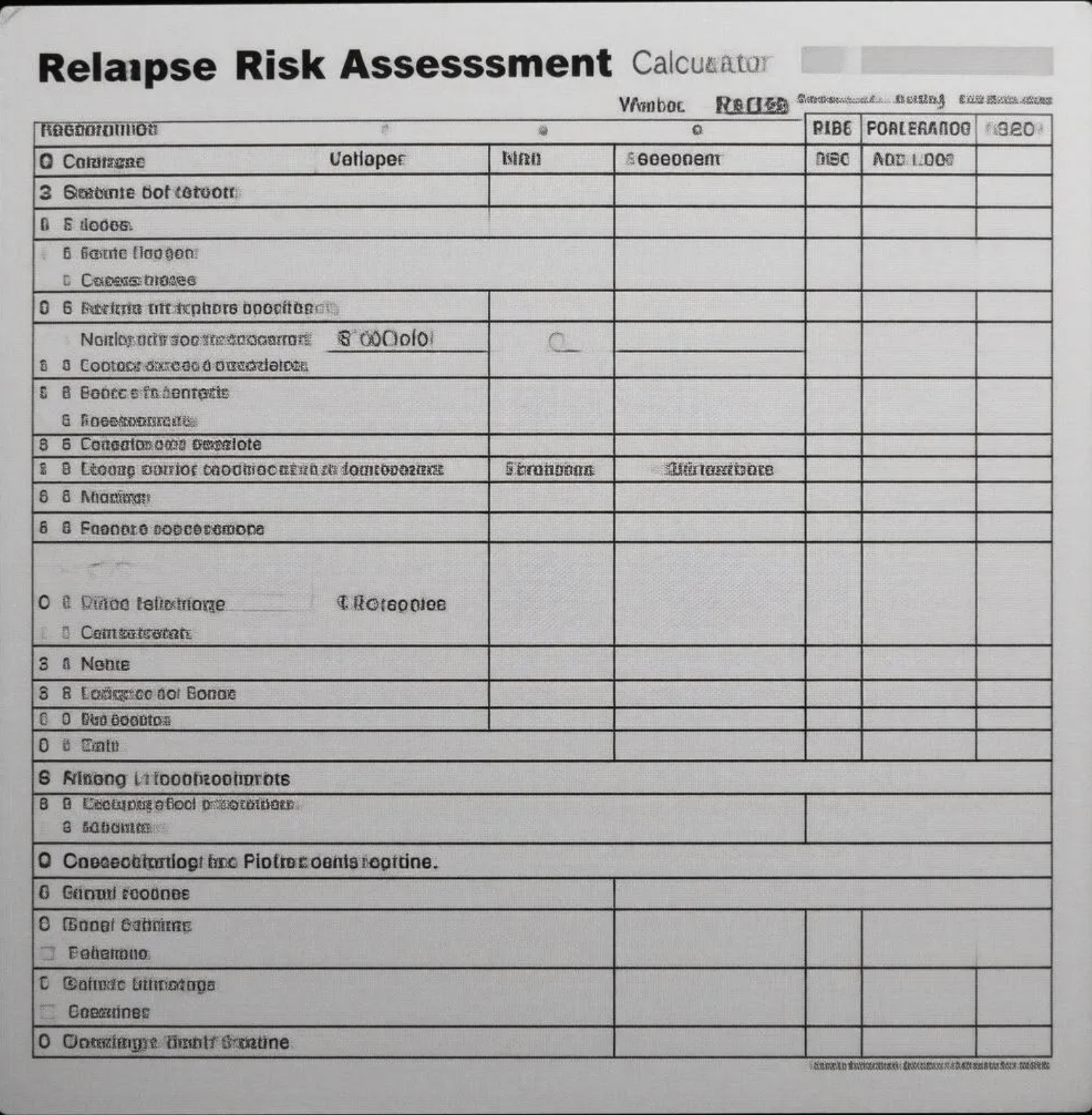 Relapse Risk Assessment Calculator